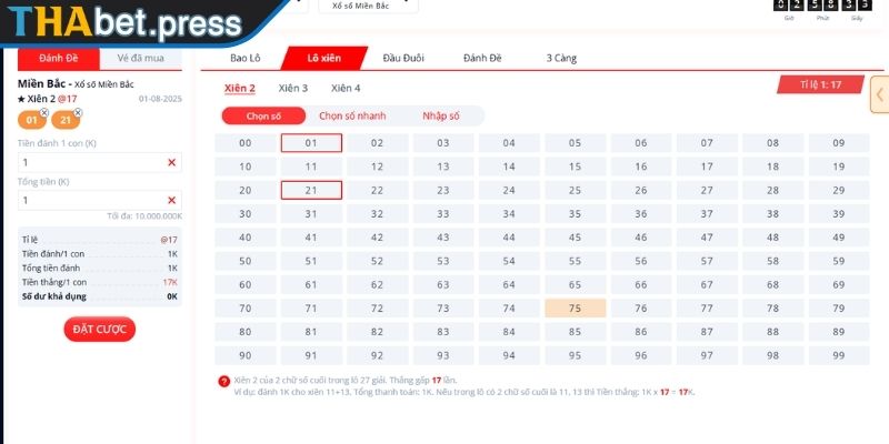 Kết hợp xiên 2 với lô đơn cùng cặp